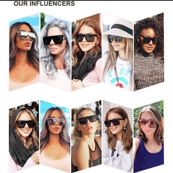 Square Big Sunglasses Women Thick Frame Flat Top Mirrored Sunnies Shades *NEW* - Picture 7 of 7